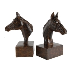 Artekko Bookends Καφέ Διακοσμητικοί Βιβλιοστάτες Ρητίνης με Άλογα (13x10.2x20.3)cm 2pcs