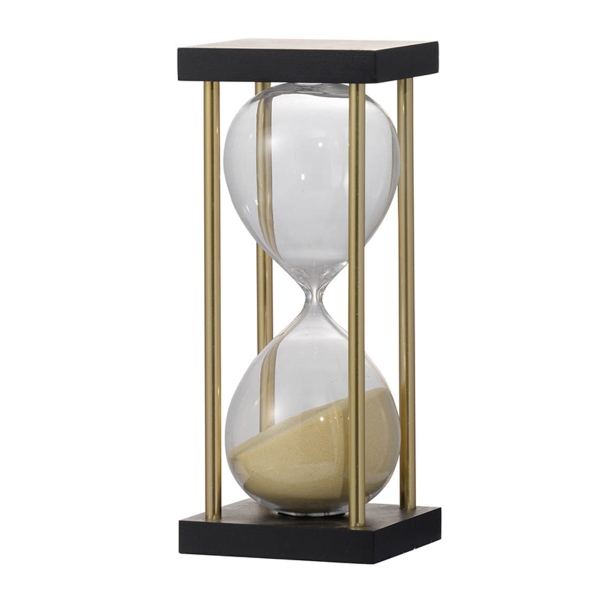 Artekko Hourglass Γυάλινη Διακοσμητική Κλεψύδρα σε Βάση με Μπεζ Άμμο (9x9x25.4)cm