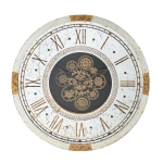 Artekko Clock MDF Ρολόι Τοίχου σε Λευκή Πατίνα με Καθρέφτη και Χρυσές Λεπτομέρειες (63.5x8x63.5)cm