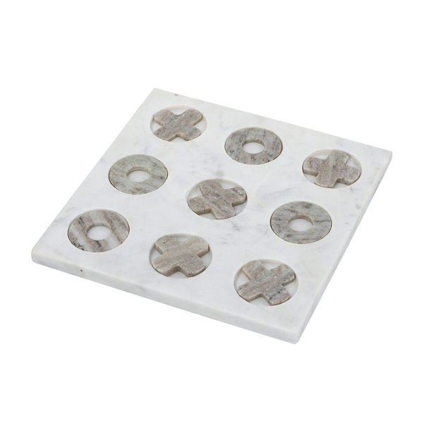 Artekko Tic Tac Toe Γκρι Μαρμάρινη Διακοσμητική Τρίλιζα σε Λευκή Βάση (23x23x1.5)cm