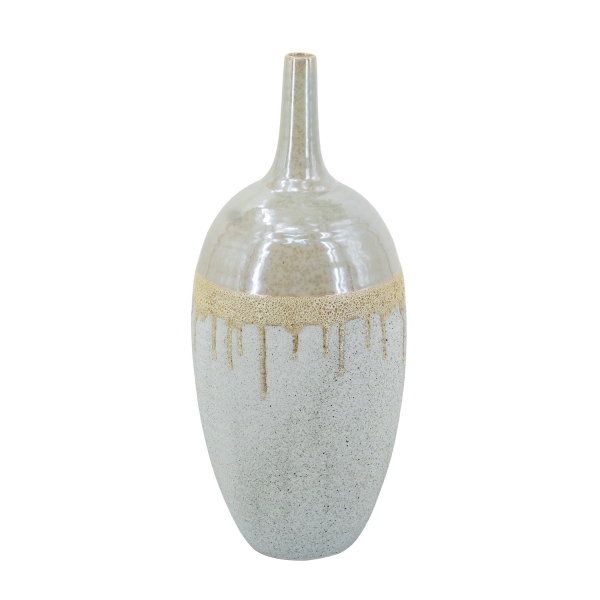 Artekko Glazed Μπεζ Κεραμικό Βάζο (18.5x18.5x44)cm