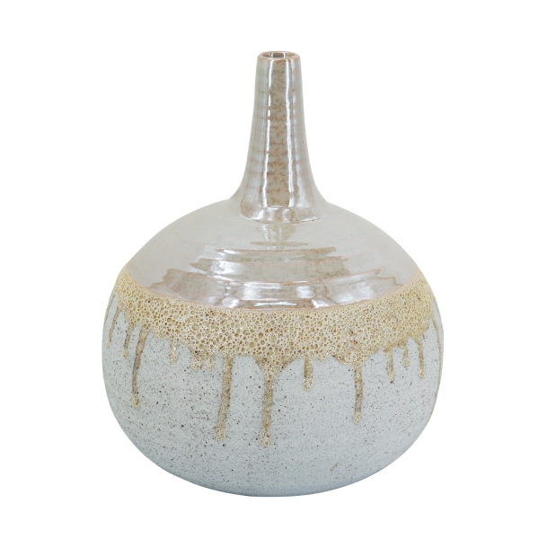 Artekko Glazed Μπεζ Κεραμικό Βάζο (20.5x20.5x25)cm