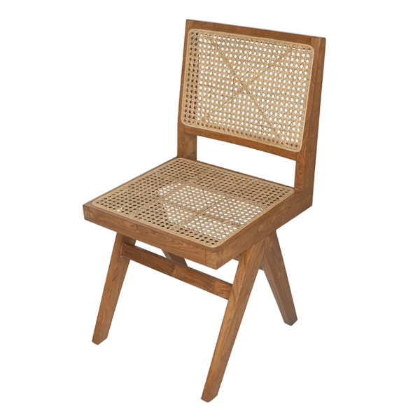 Artekko Lume Καφέ Καρέκλα με Ρατάν από Ξύλο Teak (45x49x89)cm